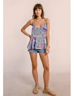 Top de tirantes con estampado y volantes