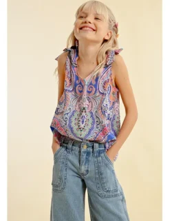 Top de tirantes con lazada y estampado