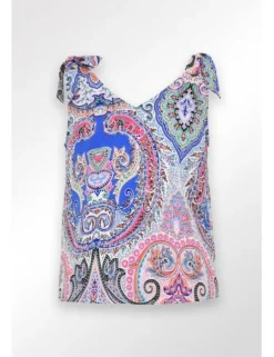 Top de tirantes con lazada y estampado