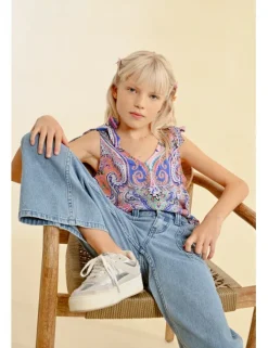 Top de tirantes con lazada y estampado