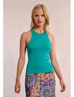 Top escote halter con cuello cerrado