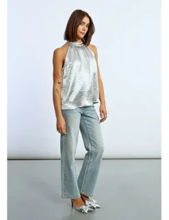 Top halter en color metalizado