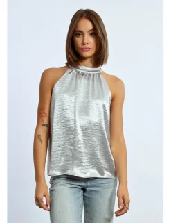 Top halter en color metalizado