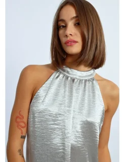 Top halter en color metalizado