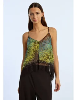 Top lencero con estampado y encaje