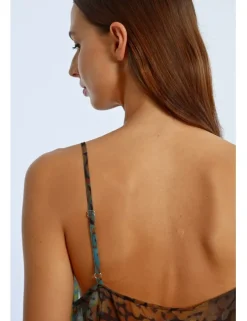 Top lencero con estampado y encaje
