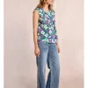 Top plisado con estampado y volantes
