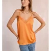 Top satinado de tirantes con encaje
