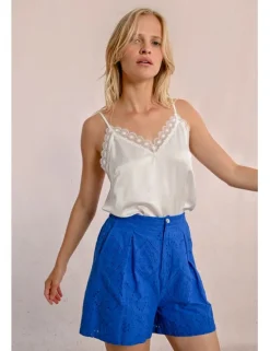 Top satinado de tirantes con encaje