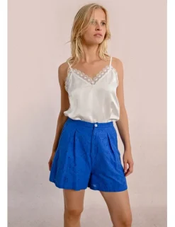 Top satinado de tirantes con encaje