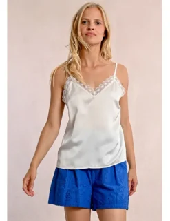 Top satinado de tirantes con encaje