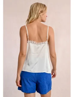 Top satinado de tirantes con encaje