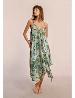 Vestido asimétrico de tirantes con estampado