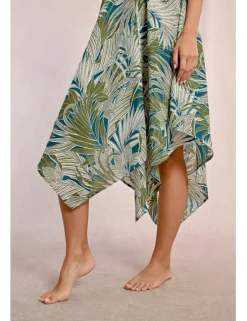 Vestido asimétrico de tirantes con estampado