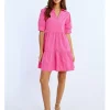 Vestido camisero con cuello y volantes