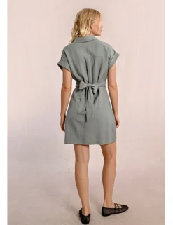 Vestido camisero de manga corta con lazada