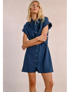 Vestido camisero de manga corta con lazada