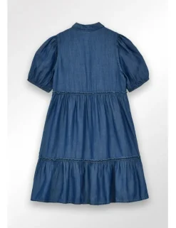 Vestido camisero efecto vaquero con volantes