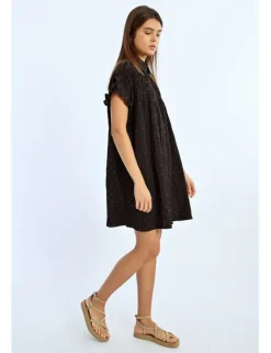 Vestido corto camisero con estampado y pliegues