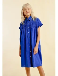 Vestido corto camisero con pliegues