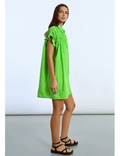Vestido corto camisero con pliegues