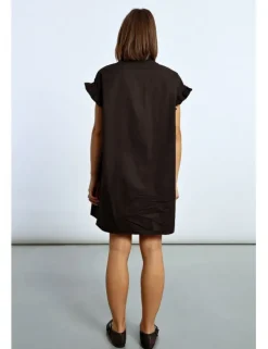 Vestido corto camisero con pliegues