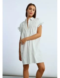Vestido corto camisero con pliegues