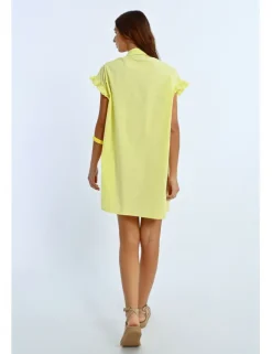 Vestido corto camisero con pliegues