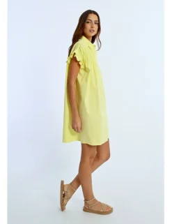 Vestido corto camisero con pliegues