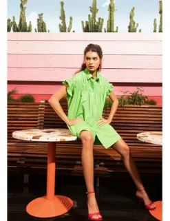 Vestido corto camisero con pliegues