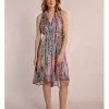 Vestido corto con escote halter asimétrico con estampado