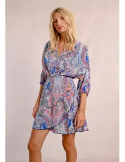 Vestido corto de media manga con estampado