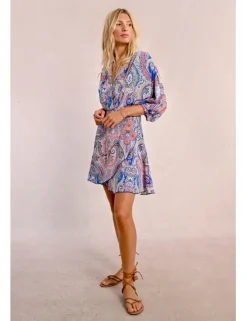 Vestido corto de media manga con estampado