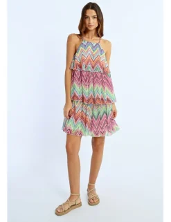 Vestido corto de tirantes con estampado