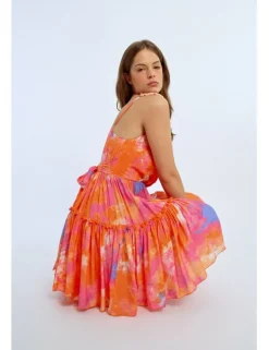 Vestido corto de tirantes estampado multicolor