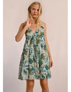 Vestido corto de tirantes con estampado