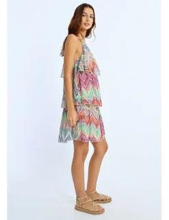 Vestido corto de tirantes con estampado