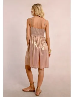 Vestido corto de tirantes en tejido brillante