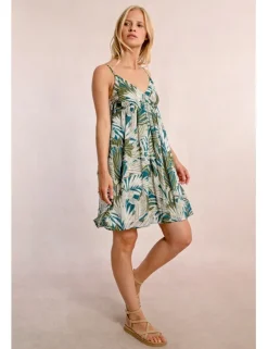 Vestido corto de tirantes con estampado