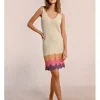 Vestido corto sin manga de punto multicolor