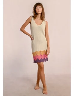 Vestido corto sin manga de punto multicolor
