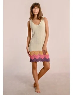 Vestido corto sin manga de punto multicolor