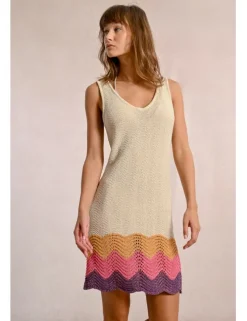 Vestido corto sin manga de punto multicolor