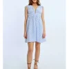 Vestido corto sin manga estampado rayas