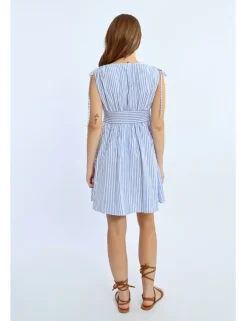 Vestido corto sin manga estampado rayas