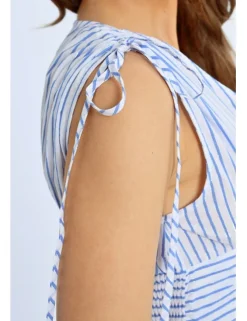 Vestido corto sin manga estampado rayas
