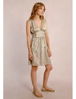 Vestido corto sin manga metalizado
