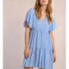 Vestido de manga corta con estampado y volantes