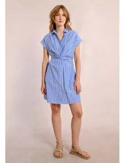 Vestido de manga corta con lazada y estampado