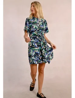 Vestido de manga corta con estampado y lazada